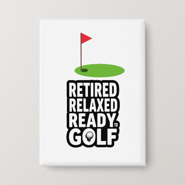 Golf  Ruhestand mit Golf-Flagge Golfbälle Button (Vorderseite)