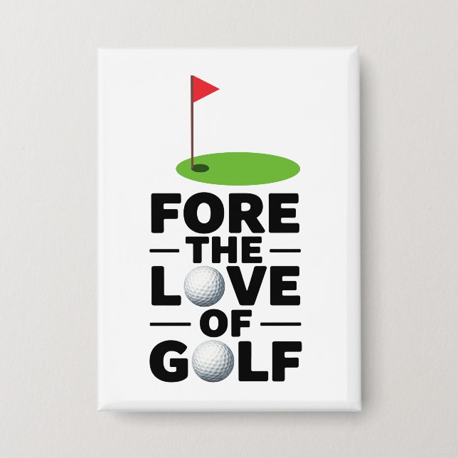 Golf  Ruhestand mit Golf-Flagge Golfbälle Button (Vorderseite)