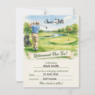 Golf-Ruhestandsfeier für Golfer Save The Date