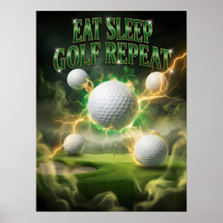 Golf Ruhig Neon Wiederholung Poster