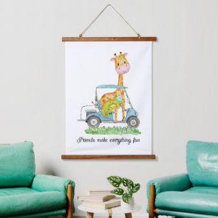 Golf Safari Kinderzimmer Kunstprint Wandteppich Mit Holzrahmen