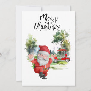 Golf Santa Claus für Golfer Weihnachtswasserfarbe Feiertagskarte