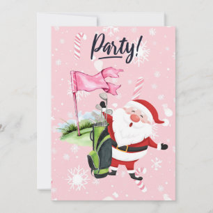 Golf Santa Claus Golf im rosa Hintergrund Einladung