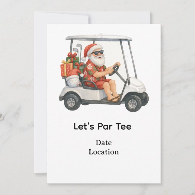 Golf Santa Claus Golf Sommer Weihnachten Einladung (Vorderseite)