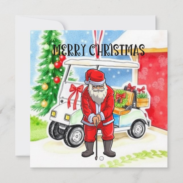 Golf Santa Claus golfen zu Weihnachten (Vorderseite)