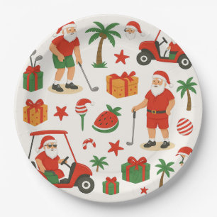 Golf Santa Claus golfen zu Weihnachten Pappteller