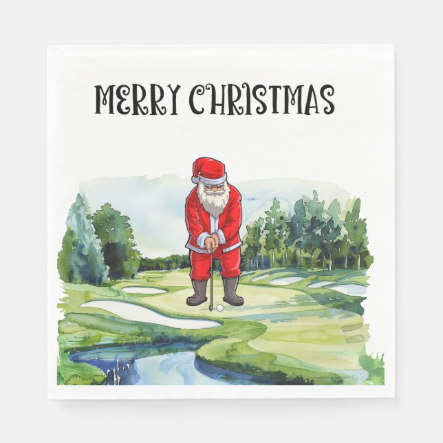 Golf Santa Claus golfen zu Weihnachten Serviette (Vorderseite)