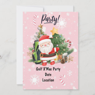 Golf Santa Claus Golfer auf rosa Hintergrund Einladung