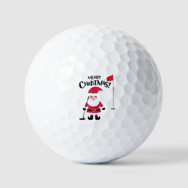 Golf Santa Claus Golfer Frohe Weihnachten Golfball (Vorderseite)