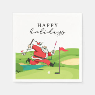 Golf Santa Claus Golfer glücklicher Urlaub Serviette