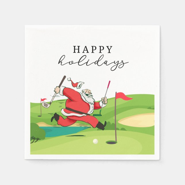 Golf Santa Claus Golfer glücklicher Urlaub Serviette (Vorderseite)