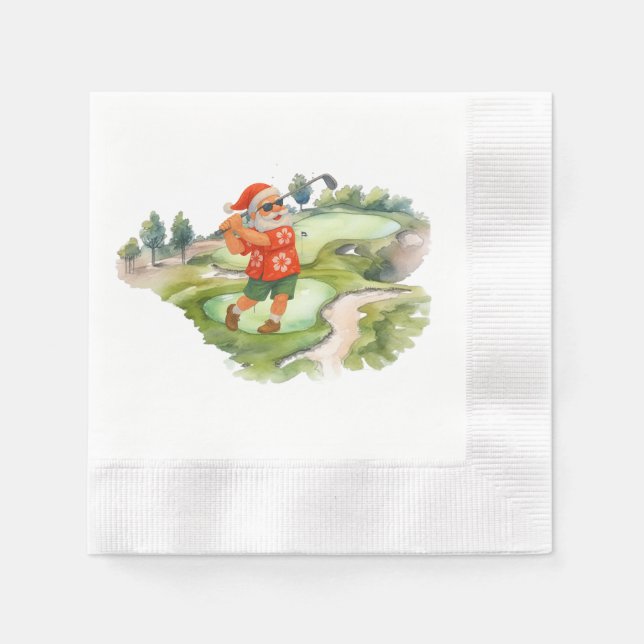 Golf Santa Claus is golfing Christmas in July  Serviette (Vorderseite)