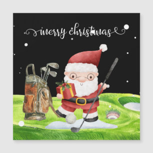 Golf Santa Claus mit Golfbälle auf Grün Magnetkarte