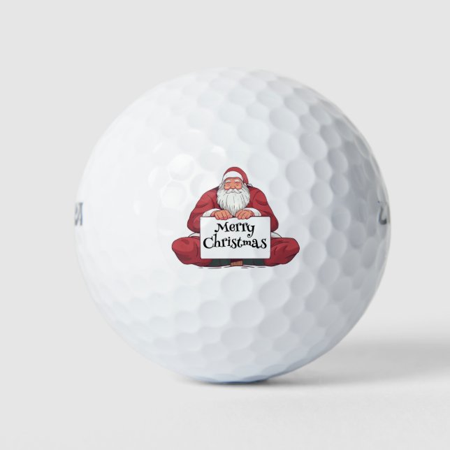 Golf Santa Claus sagt frohe Weihnachten zu Golfer  Golfball (Vorderseite)