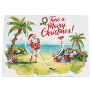 Golf Santa Golfer fore ein frohe Weihnachten Große Geschenktüte