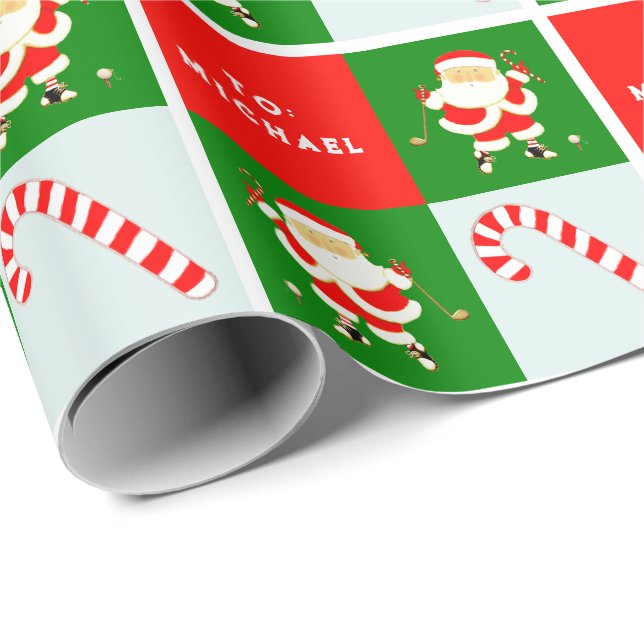 Golf Santa Golfer Geschenkpapier (Rolleneckpunkt)