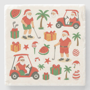 Golf Santa Golfo für den Weihnachtssommer Juli Steinuntersetzer