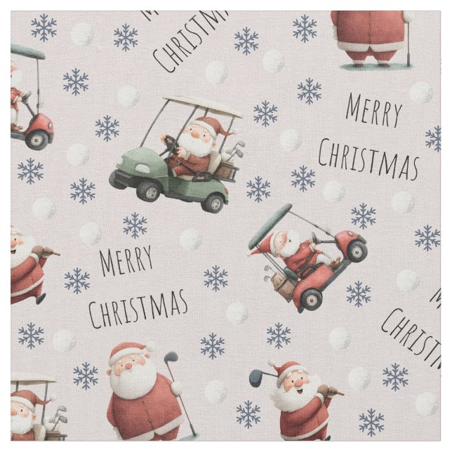 Golf Santa on Pale Pink Stoff (Nahaufnahme)