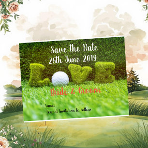 Golf Save Datum für Hochzeit mit Golfball Einladungspostkarte