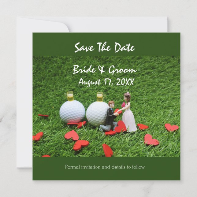 Golf Save the Date Bräutigam Golf Liebe Ankündigung (Vorderseite)