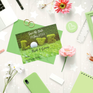Golf Save the Date für Golfer mit Liebe Einladungspostkarte