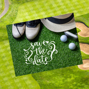 Golf Save the Date für Golfer-Party mit Golfball Einladungspostkarte