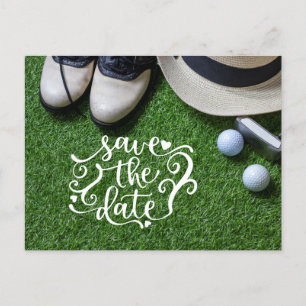 Golf Save the Date für Golfer Party mit Golfball Einladungspostkarte