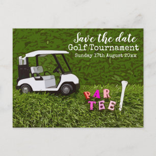 Golf Save the Date für Golfturniere mit Karren  Postkarte