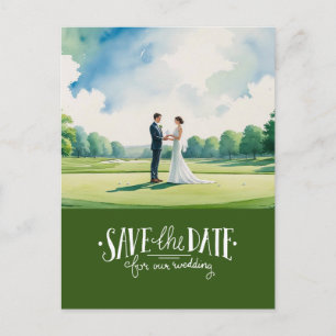 Golf Save the Date für Hochzeit Braut Bräutigam Postkarte