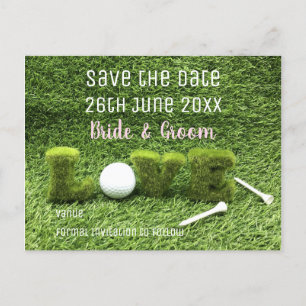 Golf Save the Date für Hochzeit mit Golfball Einladungspostkarte