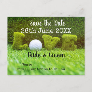 Golf Save the Date für Hochzeiten mit Golfball Einladungspostkarte