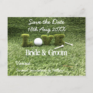 Golf Save the Date für Hochzeiten mit Golfball Einladungspostkarte