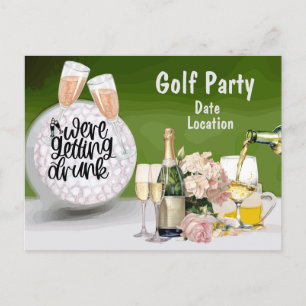 Golf Save the date für Junggesellinnenabschied Postkarte