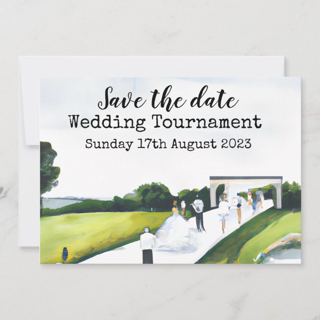 Golf Save the Date Golf Hochzeitsturnier Einladung (Vorderseite)
