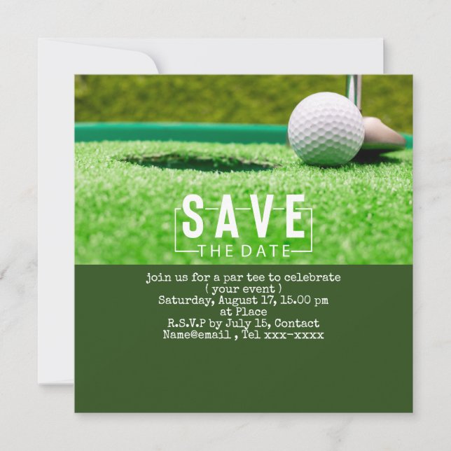 Golf-Save the Date-Golf-Putting-Loch in einem Einladung (Vorderseite)