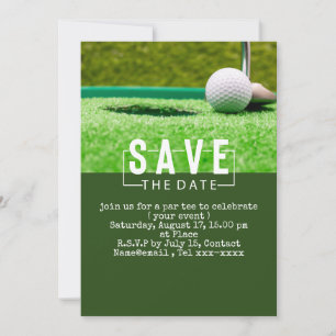 Golf-Save the Date-Golf-Putting-Loch in einem Einladung