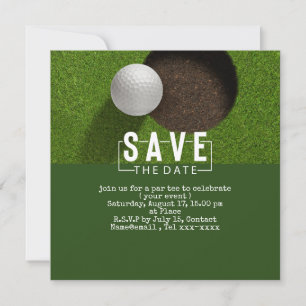 Golf-Save the Date-Golf-Putting-Loch in einem Einladung