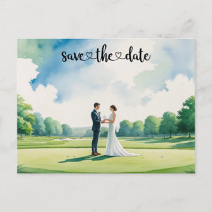 Golf Save the Date Golf-Turnier Hochzeit Ankündigungspostkarte
