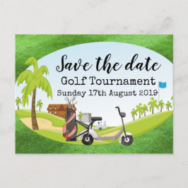 Golf Save the Date Golf Turnier mit Blick auf Golf Ankündigungspostkarte
