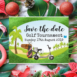 Golf Save the Date Golf Turnier mit Blick auf Golf Ankündigungspostkarte