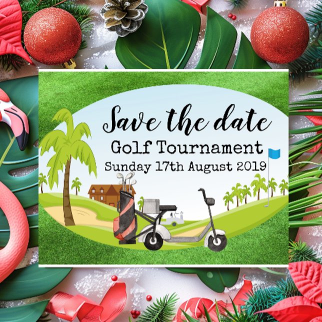 Golf Save the Date Golf Turnier mit Blick auf Golf Ankündigungspostkarte (Von Creator hochgeladen)