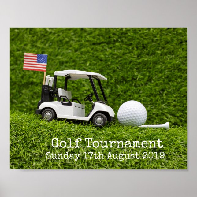 Golf Save the Date Golf Turnier mit U.S.A.Flag Poster (Vorne)