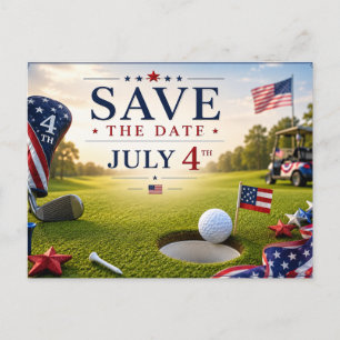Golf Save the Date Golf-Turnier mit USA-Flagge Ankündigungspostkarte