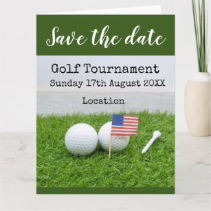 Golf Save the Date Golf Turnierflagge in Amerika Karte