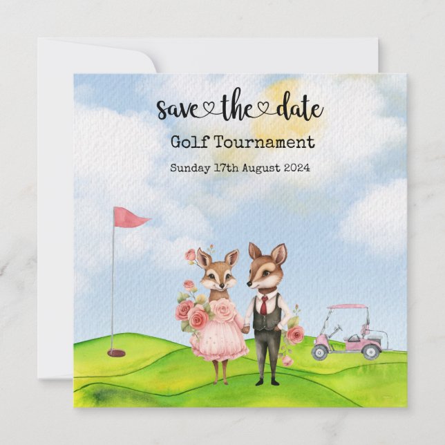 Golf Save the Date Golf Turniergolfer Hochzeit (Vorderseite)