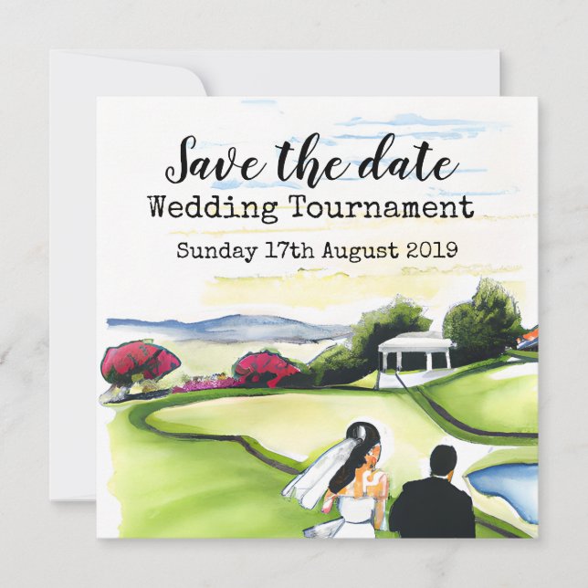 Golf Save the Date Golf Wedding Tournament Announ Ankündigung (Vorderseite)
