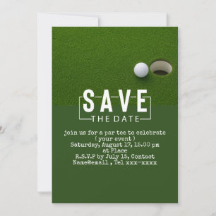Golf Save the Date  Golfball ins Loch Einladung
