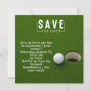 Golf Save the Date  Golfball ins Loch versenken