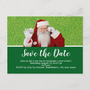 Golf Save the Date mit dem Weihnachtsmann Postkarte