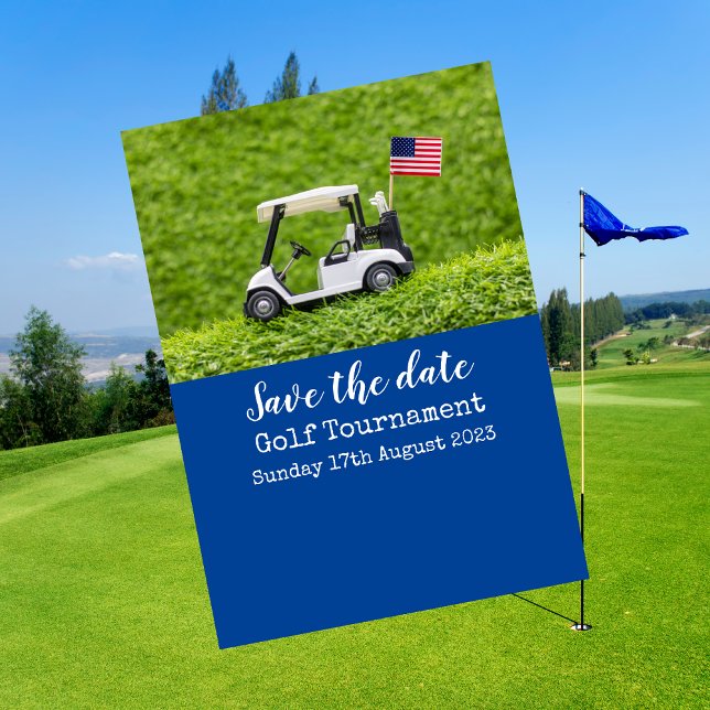 Golf Save the Date mit der Flagge Amerikas Einladung (Von Creator hochgeladen)